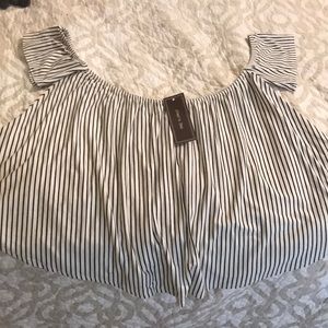 Off the shoulder black and white striped top!